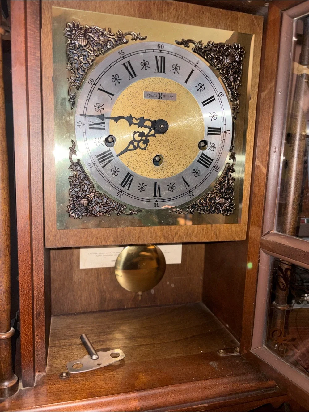 Vintage-Style Wood Mantel Clock with Gold Dial - Brown and Gold